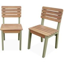 Sweeek - Lot de 2 chaises en bois d'acacia pour enfant. salon de jardin enfant vert de gris. intérieur / extérieur