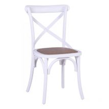 Decoration D ’ Autrefois - Chaise Bois Rotin Blanc 50x55x89cm - Décoration d'Autrefois