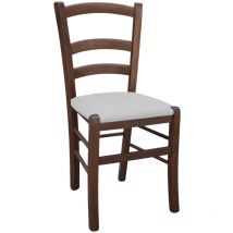 Okaffarefatto - Chaise vénitienne en bois de noyer foncé avec assise en simili cuir gris glace