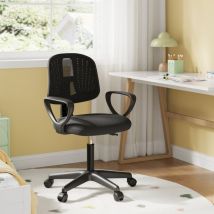 Klihome - Chaise Bureau Enfant Fauteuil de Bureau, Chaise Ergonomique en Maille Respirante, Dossier Réglable, Noir