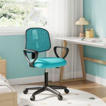 Klihome - Chaise Bureau Enfant Fauteuil de Bureau, Chaise Ergonomique en Maille Respirante, Dossier Réglable, Turquoise