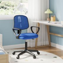 Klihome - Chaise Bureau Enfant Fauteuil de Bureau, Chaise Ergonomique en Maille Respirante, Dossier Réglable, Bleu