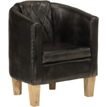 Torana - Chaise cabriolet gris cuir véritable