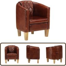Chaise cabriolet marron cuir véritable - Fauteuil Cuir - Chaise Relaxante - Fauteuil Convertible - Mobilier Salon - Canapé Cuir