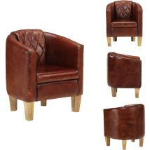 Vidaxl - Chaise cabriolet marron cuir véritable - Fauteuil Cuir - Chaise Relaxante - Fauteuil Convertible - Mobilier Salon - Canapé Cuir