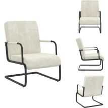 Vidaxl - Chaise cantilever Blanc crème Velours - Chaises Cantilever - Chaise Industrielle - Chaise Moderne - Fauteuil Blanc - Mobilier Contemporain
