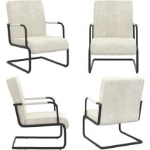 Chaise cantilever Blanc crème Velours - Chaises Cantilever - Chaise Industrielle - Chaise Moderne - Fauteuil Blanc - Mobilier Contemporain - Home &