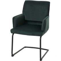 HW - Chaise cantilever C-N60, chaise de salle à manger, chaise de cuisine, tissu/textile Oeko-Tex vert