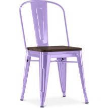 Chaise de salle à manger - Design Industriel - Bois et Acier - Stylix Violet pastel