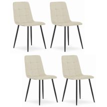 Chaise Cetara Beige Clair Rembourrée En Velours 4 Pièces, Pieds En Métal Pour Salon, Salle À Manger, Bureau À Domicile, Charge Jusqu'à 110 Kg