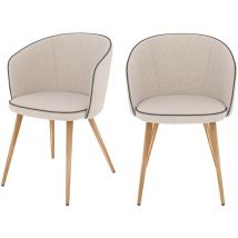 Rendez-vous Déco - Lot de 2 chaises en tissu beige - chiara