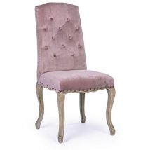 Chaise classique en bois velours rose Diva 51 x 53 x 99 cm