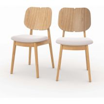 Rendez-vous Déco - Lot de 2 chaises en bois clair et tissu beige - clyde