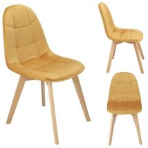 Chaise COLIN tapissée de velours moutarde