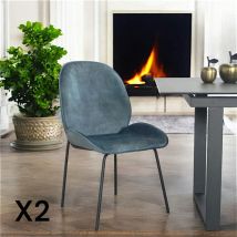 Pier Import - Chaise contemporaine en velours bleu glacier florence (lot 2)