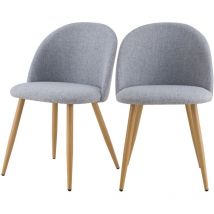 Rendez-vous Déco - Lot de 2 chaises en tissu gris clair et pieds en métal - cozy