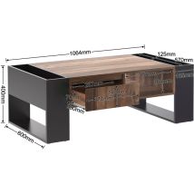 L&h-cfcahl - Table basse en bois veiné, avec un tiroir sans poignée, un compartiment de rangement et un compartiment de rangement arrière, espace de