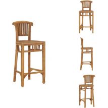 Chaise de bar Bois de teck solide - Chaises De Bar - Tabouret De Bar - Mobilier De Jardin - Chaise Extérieure - Chaise En Teck