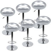 Haloyo - Lot de 6 tabourets de Bar,Chaise de Bar contemporains en Plastique à Hauteur réglable avec Dos Arrondi et Base chromée, abs, métal, gris