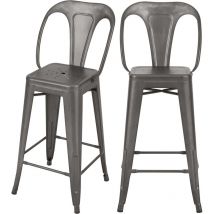 Rendez-vous Déco - Lot de 2 chaises pour îlot central 67 cm en métal gris acier - indus