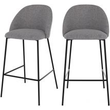 Rendez-vous Déco - Lot de 2 chaises pour îlot central 66 cm en tissu chiné gris foncé - karl