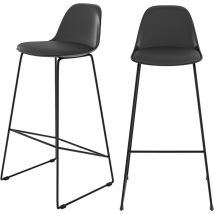 Lot de 2 chaises de bar noires 75 cm - LENI