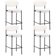 Chaise de Bar Lot de 4 en Peluche Tabouret de Bar Moderne Rembourré avec Pieds en Métal Chaise Huate Bar Confortable pour Îlot et Bar, Blanc