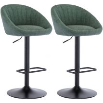Chaise de bar Lot de 2 Tabouret de Bar avec Repose-Pieds Chaise Haute Cuisine Réglable pour Bar, en Tissu, Vert