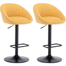 Chaise de bar Lot de 2 Tabouret de Bar avec Repose-Pieds Chaise Haute Cuisine Réglable pour Bar, en Tissu, Jaune