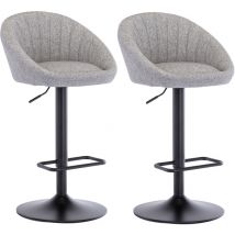 Chaise de bar Lot de 2 Tabouret de Bar avec Repose-Pieds Chaise Haute Cuisine Réglable pour Bar, en Tissu, Gris