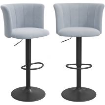 Skecten - Chaise de bar Lot de 2 Tabouret de Bar en velours 88-108cm gris