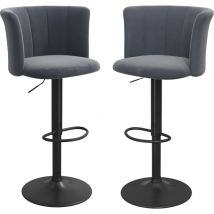 Skecten - Chaise de bar Lot de 2 Tabouret de Bar en velours 88-108cm Gris foncé