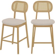 Rendez-vous Déco - Lot de 2 chaises pour îlot central 64,5 cm en tissu beige - maria
