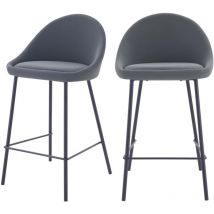 Rendez-vous Déco - Lot de 2 chaises pour îlot central 65 cm en cuir synthétique gris - misty