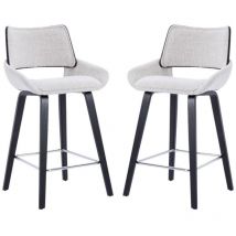 Wahson Chaise de Bar Moderne Lot de 2 Chaise Bar en Tissu Chenille Tabourets de Bar avec Pied Bois et Métal, Gris
