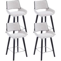 Wahson Chaise de Bar Moderne Lot de 4 Chaise Bar en Tissu Chenille Tabourets de Bar avec Pied Bois et Métal, Gris