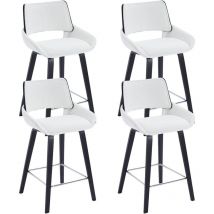 Chaise de Bar Moderne Lot de 4 Chaise Bar en Tissu Bouclette Tabourets de Bar avec Pied Bois et Métal, Chaise Haute Cuisine Washon, Blanc