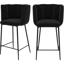 Lot de 2 chaises pour îlot central 67 cm en velours noir - ROSY