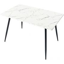 Houseinbox - urban meuble Table de salle à manger rectangulaire effet marbre blanc de style scandinave 120x75cm