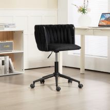 Tanant - Chaise de Bureau à Roulettes - velours, Fauteuil Bureau Chaise Bureau Réglable en Hauteur à Domicile, Dossier tressé, chaise de salon - Noir