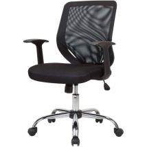 Chaise de bureau Albany, Chaise de direction en maille avec accoudoirs, Siège de bureau ergonomique, Cm 60x54h90/98, Noir