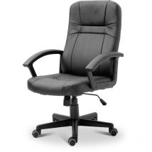 La Silla Española - chaise de bureau avec assise en simili cuir et base en nylon, couleur noire. Modèle Vilarreal