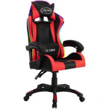 Chaise de bureau avec led ergonomique, Fauteuil gamer rvb Rouge et noir Similicuir CON246975 Maisonchic