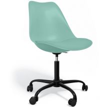 Privatefloor - Chaise de bureau avec roulettes - Chaise de bureau pivotante - Structure noire Tulip Vert pastel