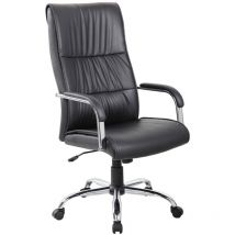 Chaise de bureau Bendigo, Fauteuil présidentiel haut avec accoudoirs, Chaise de bureau ergonomique, Cm 69x60h120/130, Noir