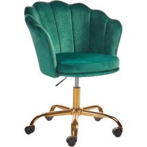 Beliani - Chaise de Bureau Verte en Velours Glamour Fauteuil Coquillage Pivotant Monticello ii