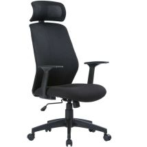 Serena - Chaise De Bureau Brisbane, Fauteuil Présidentiel Avec Accoudoirs Et Appui-tête, Chaise De Bureau Ergonomique, Cm 63x62h117/126, Noir