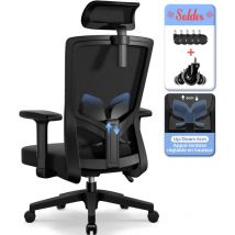 Authmic - Chaise de Bureau-Chaise Bureau Ergonomique-Inclinable de 90 à 130°-Réglables Appuie-tête,Soutien Lombaire et Accoudoirs