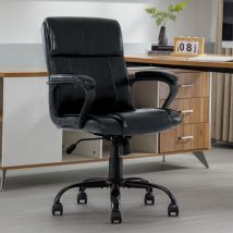 Dyhome - Chaise de bureau Ergonomique Chaise de bureau en simili cuir noir Chaise de direction relevable et pivotante Charge maximale 150 kg