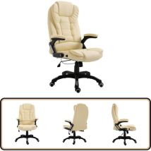 Chaise de bureau Crème Similicuir - Chaise De Bureau - Chaise Ergonomique - Chaise De Bureau Ajustable - Fauteuil De Bureau - Fauteuil Ergonomique